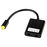 Répartiteur Audio Toslink 1 entrée, 2 sorties: Le répartiteur de câble optique Spdif Toslink permet de connecter un périphérique audio optique et de le distribuer simultanément vers deux appareils récepteurs. Idéal pour connecter une télévision à une barre de son et à un amplificateur Bluetooth. Ce modèle dispose d'une entrée mâle et de deux sorties femelles, supportant ainsi la lecture audio simultanée