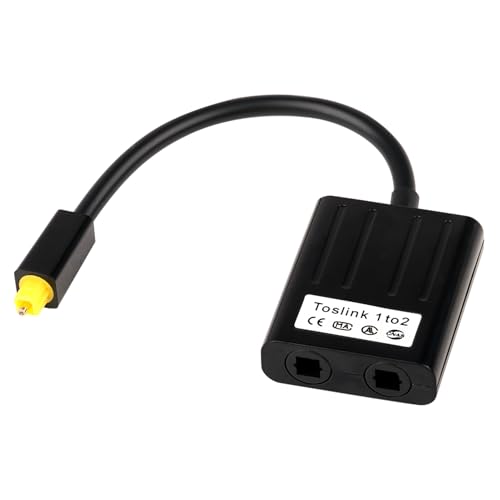 Divisor de Fibra Óptica Toslink 1 en 2 Salidas, Cable Divisor Toslink Digital 1 Macho 2 Hembras, SPDIF Splitter de Audio Óptico Adaptador 0.2 m para TV DVD, Amplificador, Barra de Sonido, Receptor