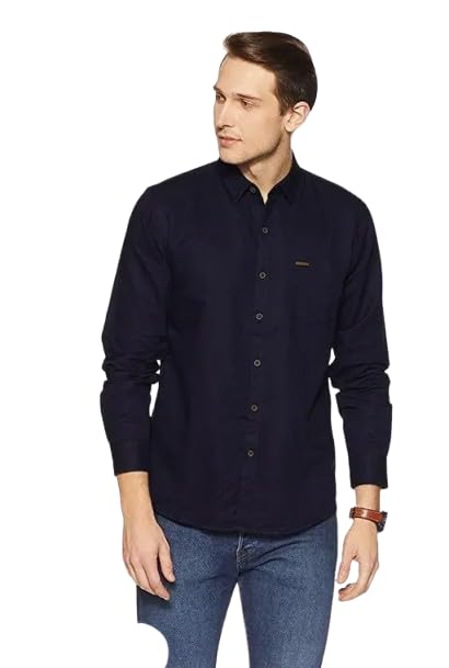 Image of Men's Cotton Casual Shirt, Brown, Full Sleeves, Regular Fit