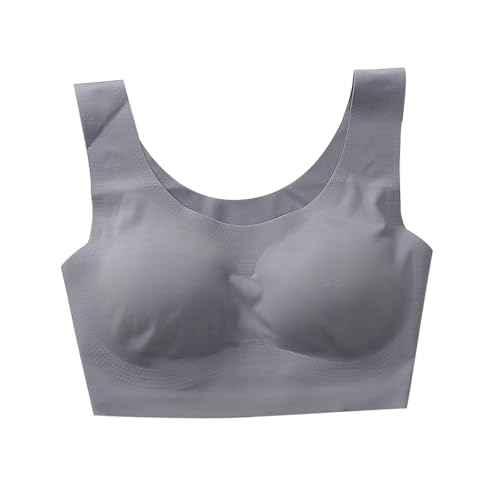 Sujetador y soporte para mujer, tirantes ajustables, cobertura completa, sujetador cómodo sin aros, sujetador sin aros, protección contra la sudoración bajo el pecho, gris, M