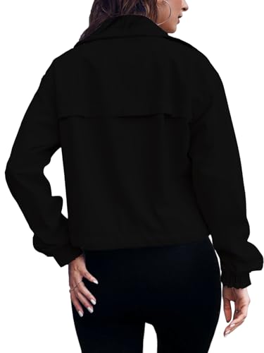 Womens Cropped Jackets Lightweight Military Fall Utility Safari Zip Up Anorak Coats with Pockets3