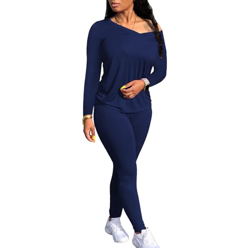 PINSV Women's Tracksuits 2 Piece Outfits Sweatsuits Long Sleeve Top Jogger Legging Pants Sets2