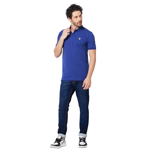 Image of Giordano Men's Slim Fit Solid Polo Collar Short Sleeves Regular Length Button Closure Cotton Polo T-Shirt