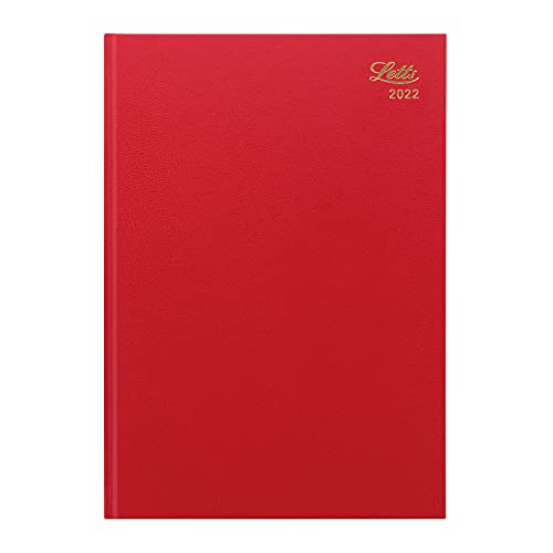 Image of Letts of London Standard A4 Week to View 2022 Diary - red, 22-T31ZRD