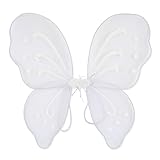 Beistle 2 Piece White Nylon Fabric Fairy Wings With Elastic Armbands – Halloween Costume Dress Up Accessories, One Size