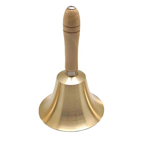 STOBOK Rasselglocke aus Kupfer mit Holzgriff Dinner-Party-Handbell Restaurant Call Service-Glocke 14cm im Durchmesser