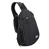 Eddie Bauer Ripstop 8L Shoulder Sling Pack with Padded Air-Mesh Adjustable Crossbody Strap for Right or Left Handed Fit - Black