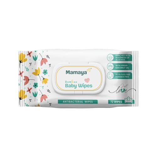 Image of Mamaya Bamboo Baby Wipes with (Coconut Oil, Aloe Vera and Vitamin E,) White 98% Pure Water (PACK OF 7)