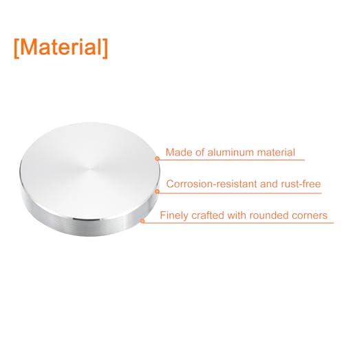 sourcing map M10 Gewinde 40mm Durchmesser Runde Form Aluminium Scheibe Hardware 4 Stück, Aluminium Kreis Scheibe Glas Top Adapter für Glastisch