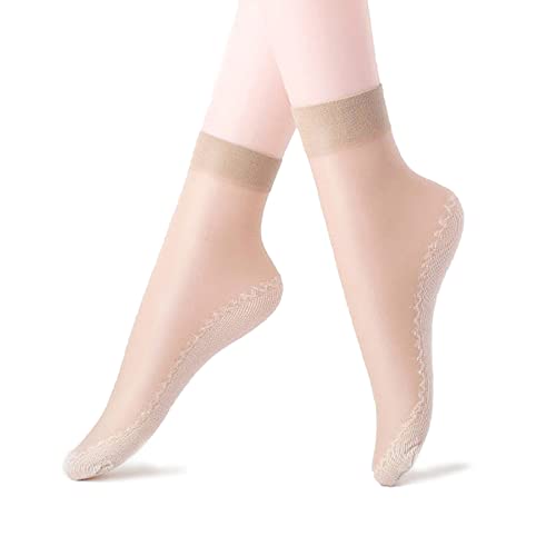 TeenFighter 10 Pairs Silky Nylon soft & breathable Ankle Socks for Girls, Cotton Sole Thin Elastic Socks for Women