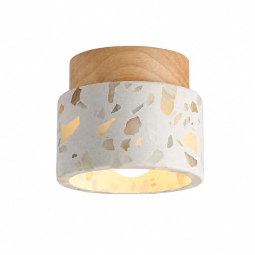 Jadssox Lámpara De Techo De Madera Nórdica Luz De Techo De Terrazo, Accesorio De Iluminación For Pasillo De Piedra Natural, Plafón Con Madera For Entrada Balcón Escaleras Dormitorio(Wood)