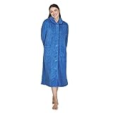 La Marquise Women's Button Through Supersoft Fleece Dressing Gown (UK, Alpha, Size: M/L (UK 10–12, EU 38–40), Regular, Blue)