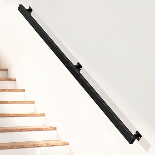 Pasamanos escalera, barandilla de escalera interior, pasamanos negro, escalera de barandill, se puede empalmar barandilla de escaleras, de subida para balcones pasillos (A, 60)