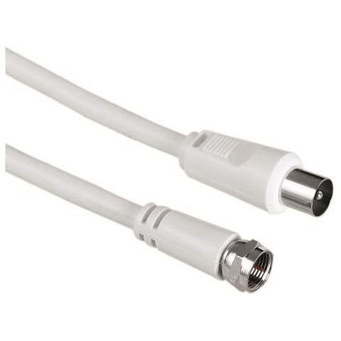 cablepelado - antena-satelite Cable Coaxial Male - Type F Male 75 Ohm 2.5 Meters White Cover