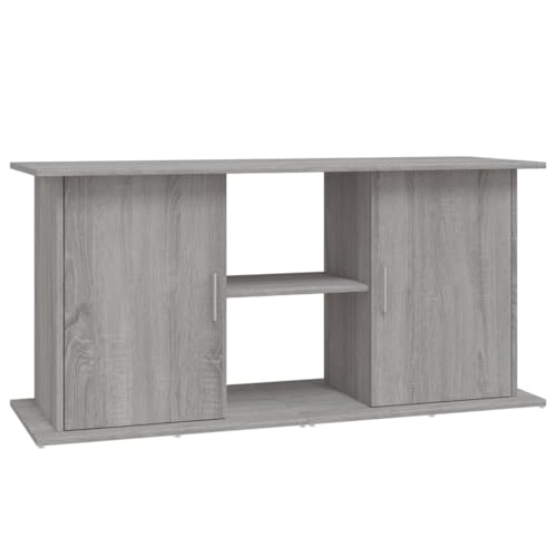 vidaXL Support pour Aquarium, Armoire pour Aquarium avec Compartiments et Étagères, Meuble de Base pour Aquarium avec Rangement, Sonoma Gris Bois d'Ingénierie