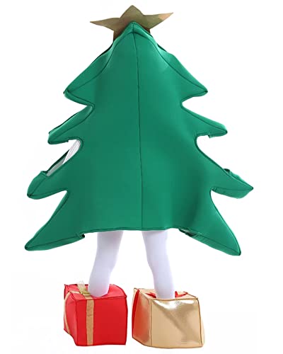 Acrawnni Erwachsenen-Weihnachtskostüm Herren Damen Passendes Partykostüm Lustiges Weihnachtsbaum-Cosplay-Kleid mit Geschenk-geformten Weihnachtskostümen, grün, One size