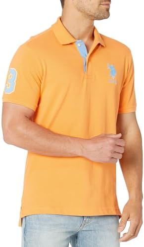 U.S. Polo Assn. Men's Slim Fit Big Horse Polo with Stripe Collar Classic