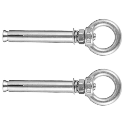 Zerodeko 2pcs M10*60mm 304 Stainless Steel Expansion Screw Bolts with Closed Eye Hook Concrete Wall Anchors for Heavy Duty Industrial Fastening