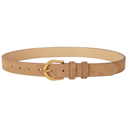 Women's Suede Belt for Jeans Dresses Pants Fashion Ladies Genuine Leather Belt with Gold Buckle2