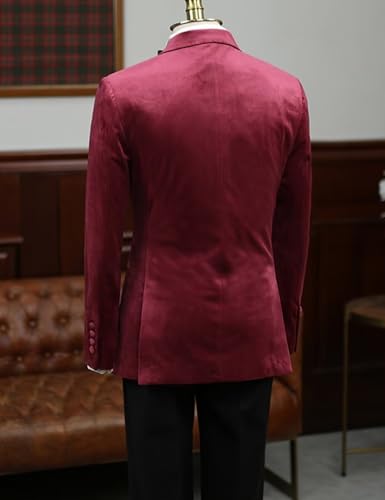 Mens Velvet Blazer Double Breasted Peak Lapel Slim Fit Jacket Sport Coat Dinner Party Casual Tuxedo2