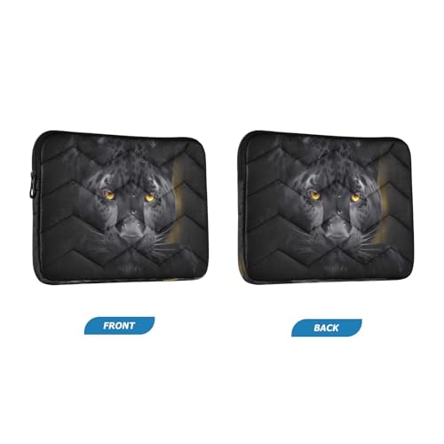Funda para portátil de 13-14 pulgadas negra con estampado de leopardo miniatura 2