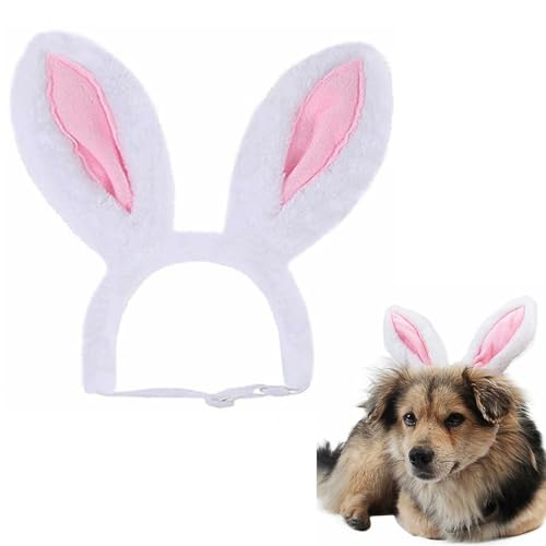 Dog Bunny Ears Cute Easter Pink Rabbit Hat & Bow Tie Hallooween Christmas Holiday Outfits for Cats Dogs (Large)