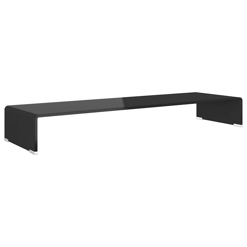Z hartowanego szkła Pod telewizor i monitor Czarny 100x30x13 cm | Szklana podstawka pod monitor telewizor 100x30x13 cm hartowane szkło czarna