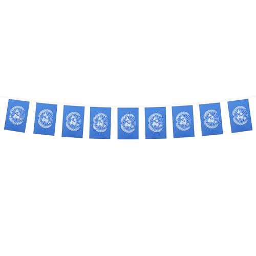 Image of AZ FLAG United Nations 6 meters BUNTING Flag 20 flags 9'' x 6'' - UNO STRING flags 15 x 21 cm