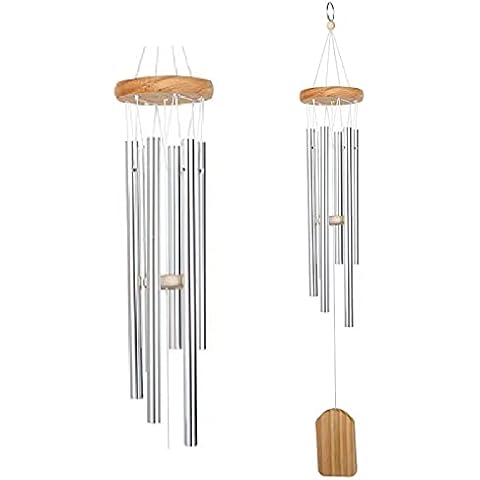 Wind Chimes, 25.6 inch Wind Chime Outdoor Metal Tubes Wind Chimes 6 Aluminum Alloy Tubes Cover