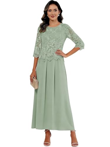 Sage Green Mother of Bride Dresses for Wedding Boho A Line Grandmother of Groom Dress Tea Length Party Evening Gowns US14