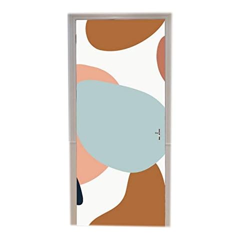 A.Monamour Pegatinas Decorativas de Puerta Autoadhesivo 3D Geométrico Pastel Fondo Moderno Arte Abstracto Vinilo Cover