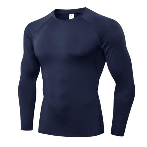 Men's Compression Shirts Long Sleeve Athletic T Shirt Workout Cool Dry Running Tops Gym Undershirts Baselayers 1/2 Pack