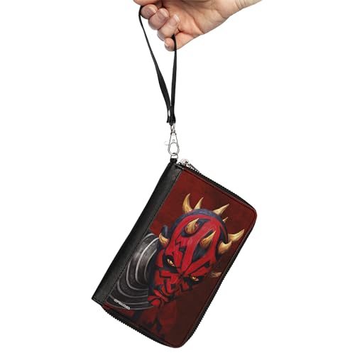 Buckle-Down Women's PU Zip Around Wallet Rectangle, Star Wars Darth Maul, 7.5"x4.5"2
