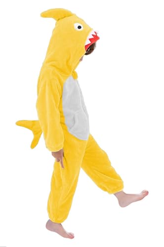 LOLANTA Boys' Girls' Dinosaur Shark Costume Flannel Jumpsuits Soft Animal One Piece for Kids Holiday Birthday