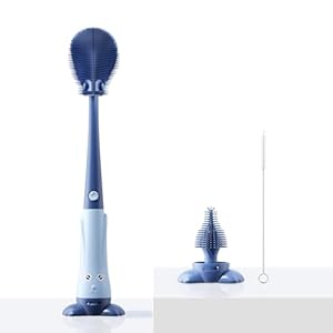 Juego de limpiador de cepillos para botellas TPE, kit de limpieza de biberones para extractor de leche, pezón, bolsa de almacenamiento de leche materna, taza para sorber (azul)