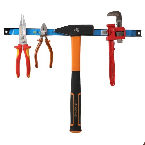 6 x Magnetleiste Werkzeug Metallstreifen Länge 60 cm Schwarz Werkzeughalter Starker Magnet, mit Befestigungslöchern, Schrauben und Dübel inklusive für Schraubendreher, Zangen, Bohrer und mehr