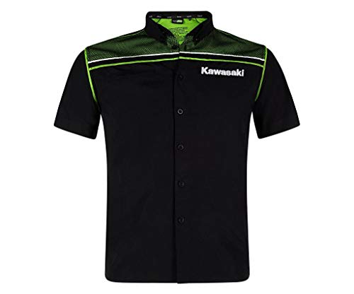 Kawasaki - Camicia Casual - Uomo nero/verde XXL