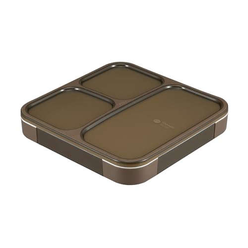 CB JAPAN Foodman DSK Bento Box, de pie y de transporte, caja bento fina, 800 ml, antibacteriana, marrón ceniza, resistente al jugo, sellado W, bloqueo de 4 puntos para mayor seguridad, seguro