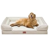 Comfort Expression Orthopedic Dog Bed for Extra Large Dogs 42x30 Inch, Waterproof Supportive Egg Crate Foam XL Pet Bed with Removable Bolsters, Dog Couch with Washable Cover & Non-Slip Bottom, Beige