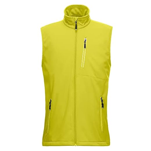 33,000ft Lightweight Softshell Vest for Men, Waterproof Windproof Running Vest, Breathable Vest Gilet Sleeveless Jacket for Cycling, Running, Hiking, Golf, Work, Lemon Green, M