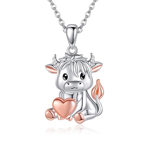 ONEFINITY Highland Cow/Giraffe/Jellyfish/Phoenix/Horseshoe/Horse/Lion/Cardinal/Fairy/Owl/Frog Necklace 925 Sterling Silver Animal Pendant Necklace Jewelry For Men Woman
