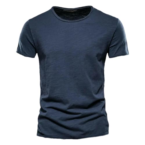 T-shirt de fitness fin pour homme en coton doux respirant couleur unie