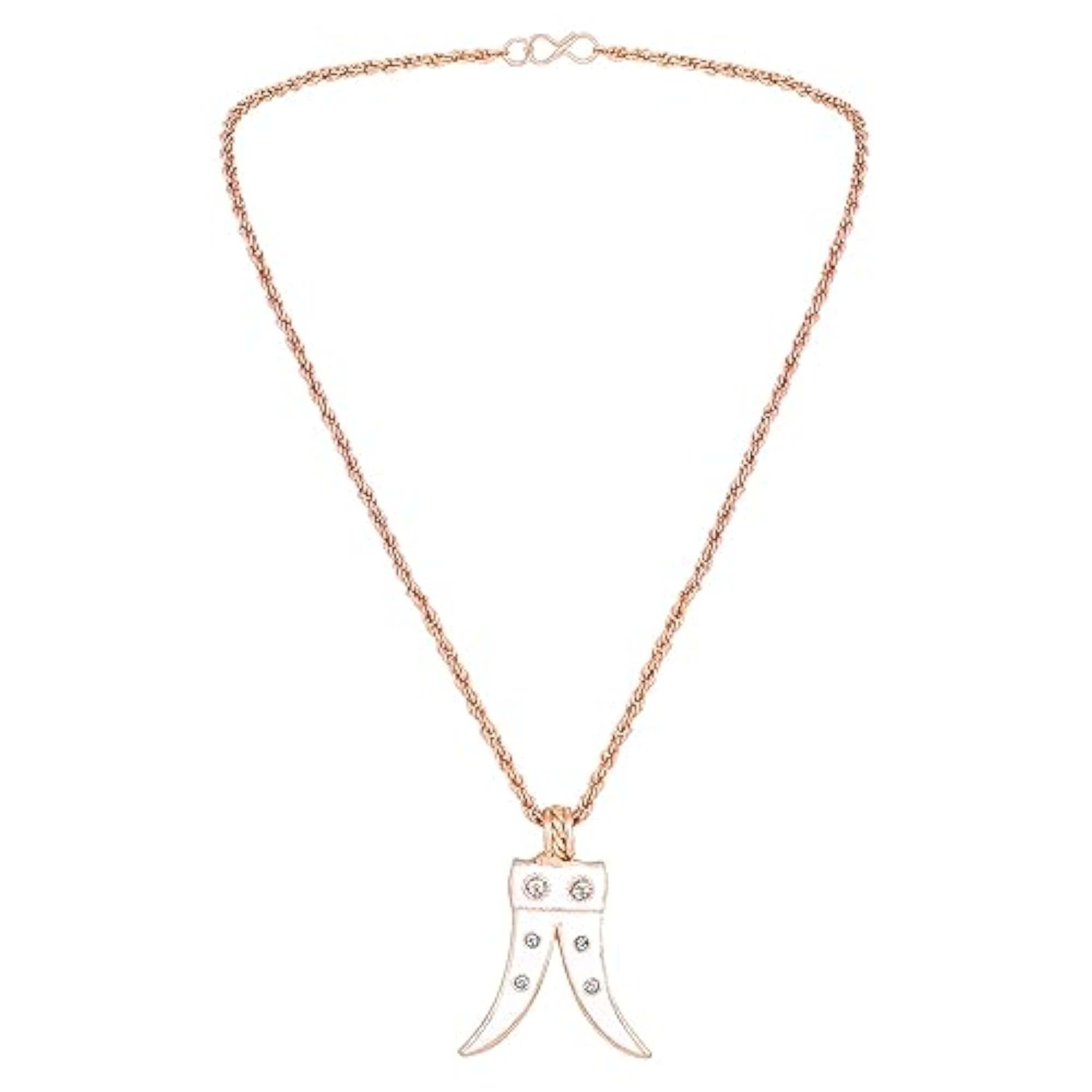 Tiger Teeth Shaped Meenakari Pendant Necklace with Crystals