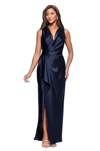 Xscape Women's Long Satin Collared Top Dress