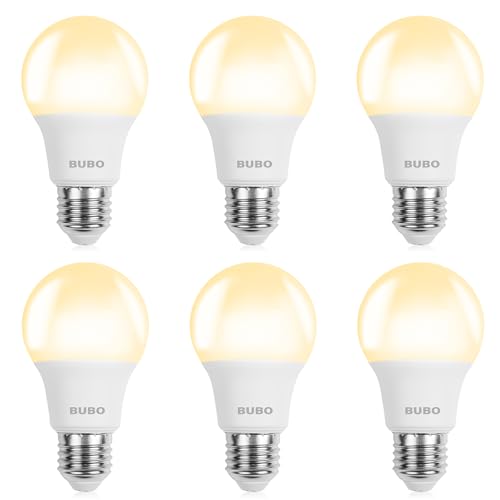 Image of BUBO A19 LED Light Bulbs, 40 Watt Equivalent LED Bulbs, Soft White 2700K, 550 Lumens, E26 Standard Base, Non-Dimmable, 5W Soft White LED Bulbs for Bedroom Living Room Home Office, 6 Pack