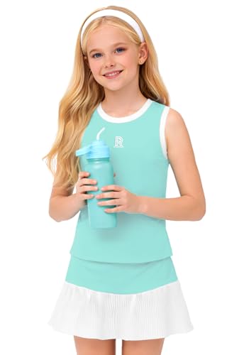 Image of Remimi Girls Tennis Dress Cute Outfit Sleeveless Workout Tank Top and Sport Skirt Set 4-12 Years