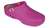 Die fuchsia farbenen Clogs-Arbeitsschuhe sind in den Größen 34/35-47 erhältlich / Bequeme Unisex Sicherheitsclogs für Männer und Frauen in Fuchsia - geeignet für verschiedenste Einsatzbereiche