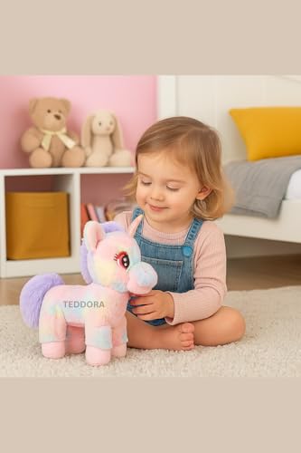 Image of Unicorn Soft Toy for Girls Boys Kids,Rainbow,Multicolor Rainbow Animal Plush Stuffed Baby Teddy Gift Birthday, 32 cm