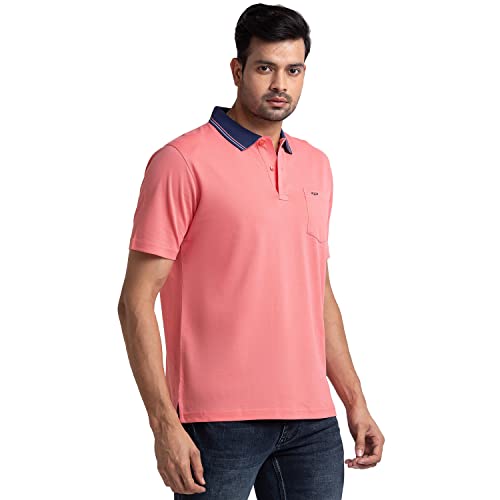 Image of Colorplus Men's Pure Cotton Solid Pattern Classic Fit Polo Neck Half Sleeve Casual T-Shirt