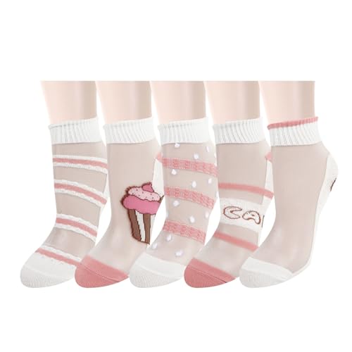 Image of Benefeet Sox Womens Sheer Socks Girls Lace Mesh Ankle Socks Transparent See Through Summer Sock Ultra Thin Nylon Short Sock